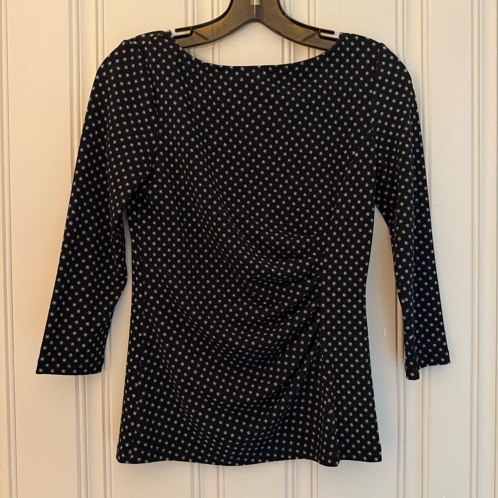 Ann Taylor Navy Polka Dot Blouse